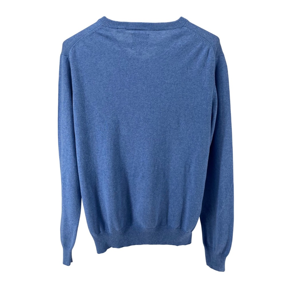 Chaps Mens V-Neck Sweater Light Blue Cotton Cashmere Blend Logo Size M C42661 - Picture 7 of 11